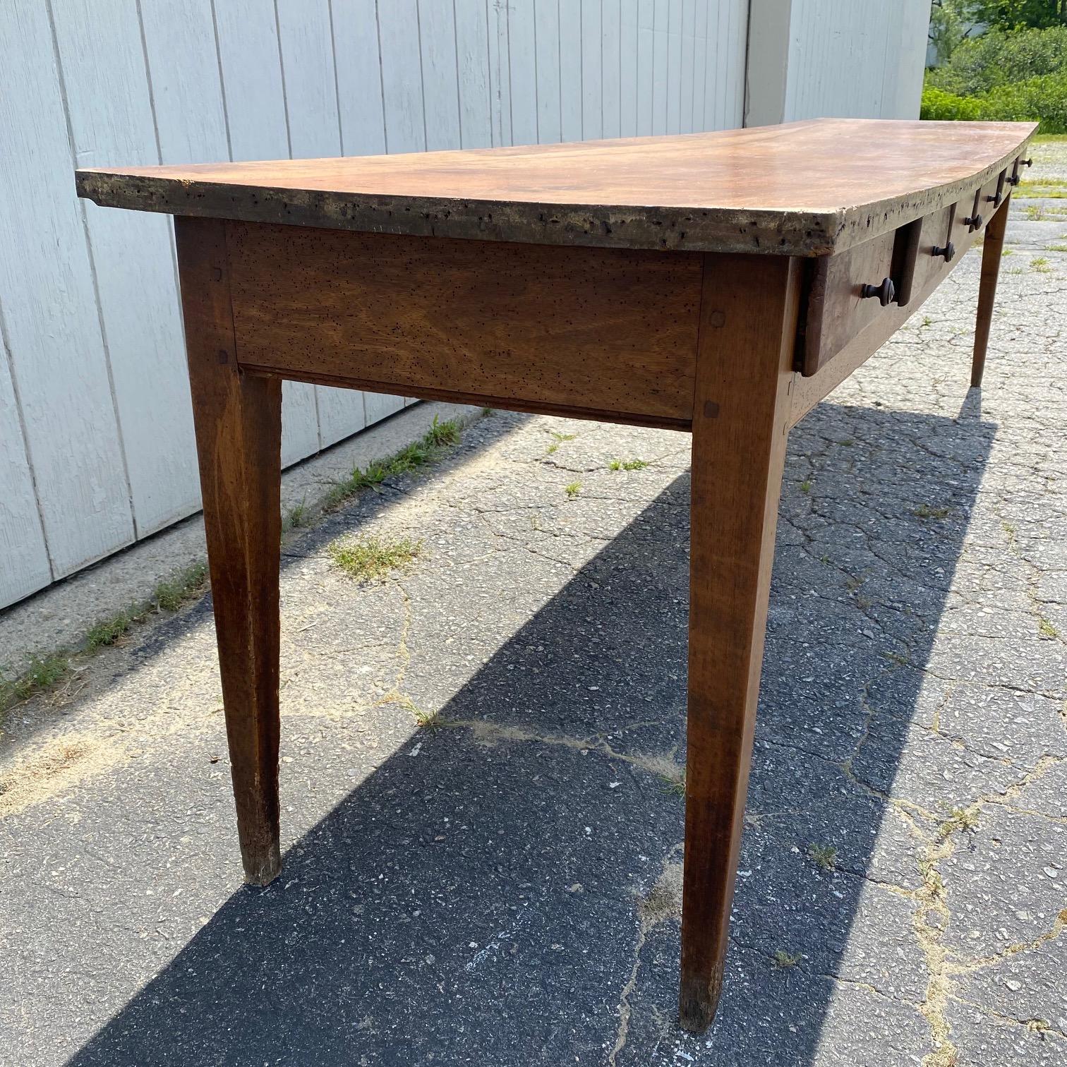 Very Long Character Rich 19th Century French Walnut Farm Table from Monastery 5