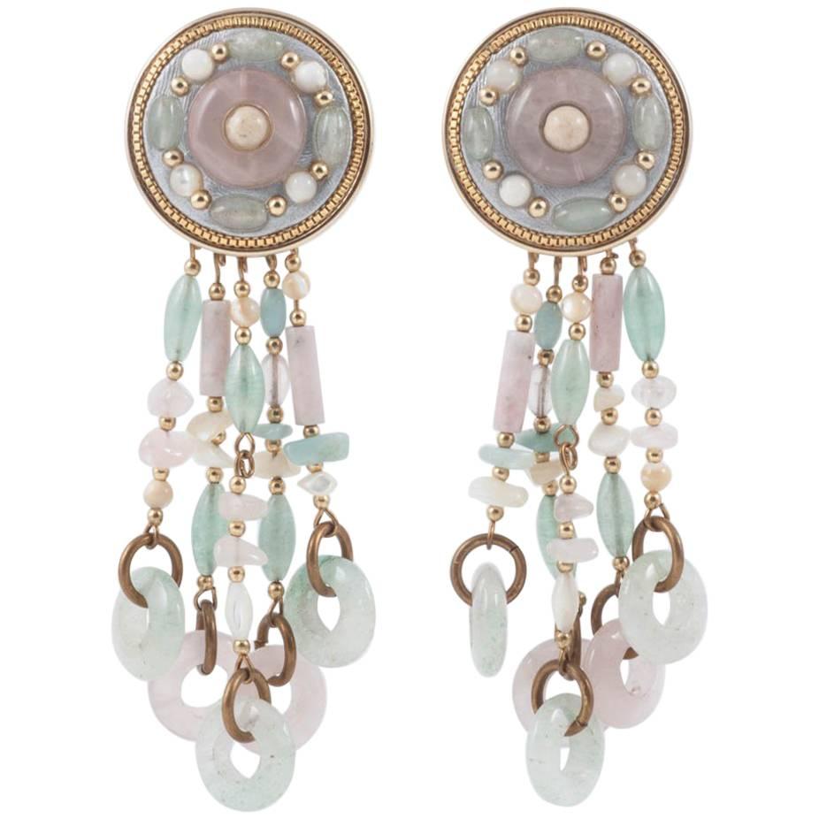 Very long detachable drop earrings, Michal Golan, New York, 1990s