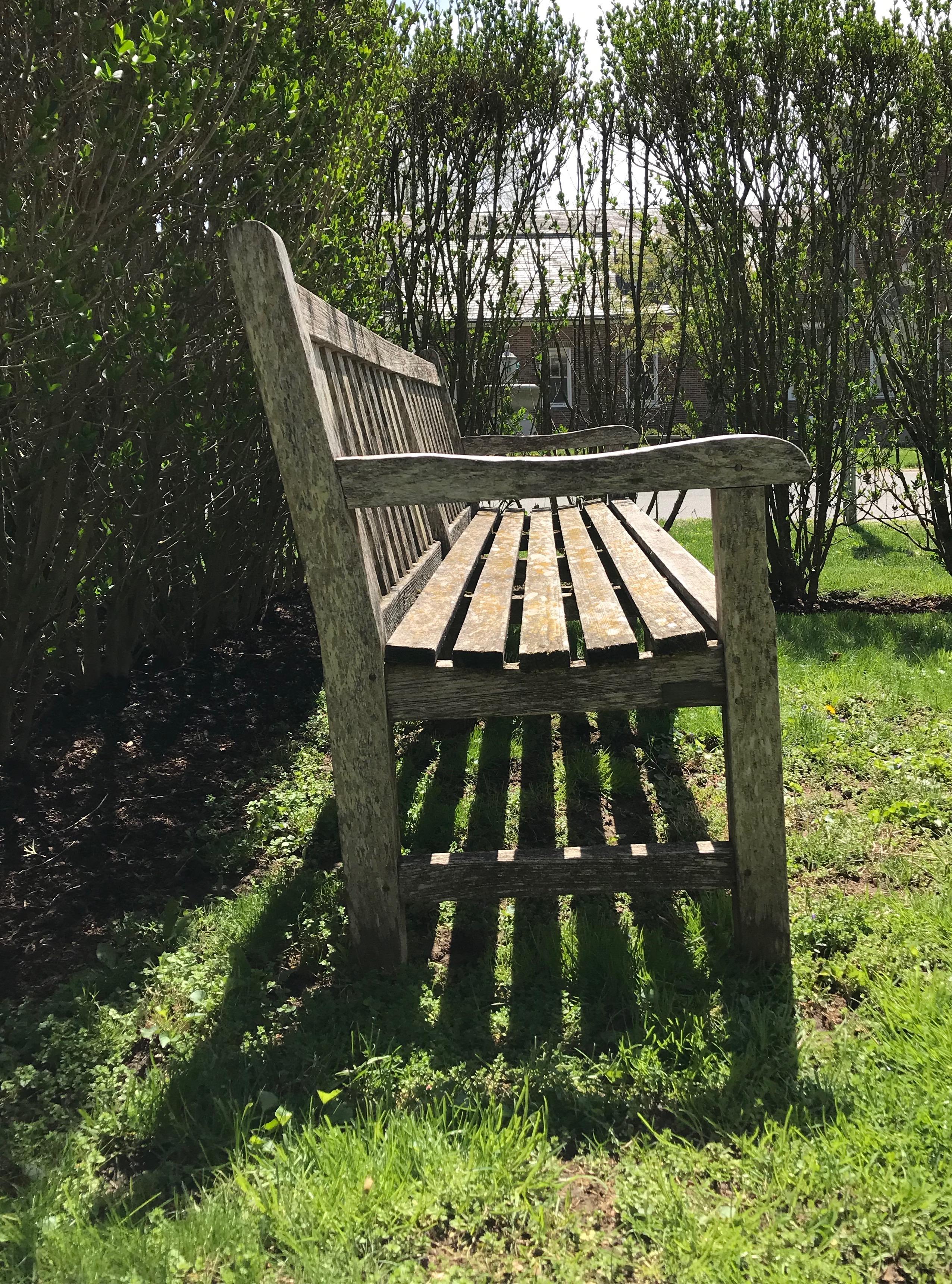 The lichened surface on this estate-sized bench is truly amazing and takes many decades to achieve this perfect patina. At almost 8 feet long, it would be wonderful in front of a long, deep border or for outdoor dining. In excellent structural