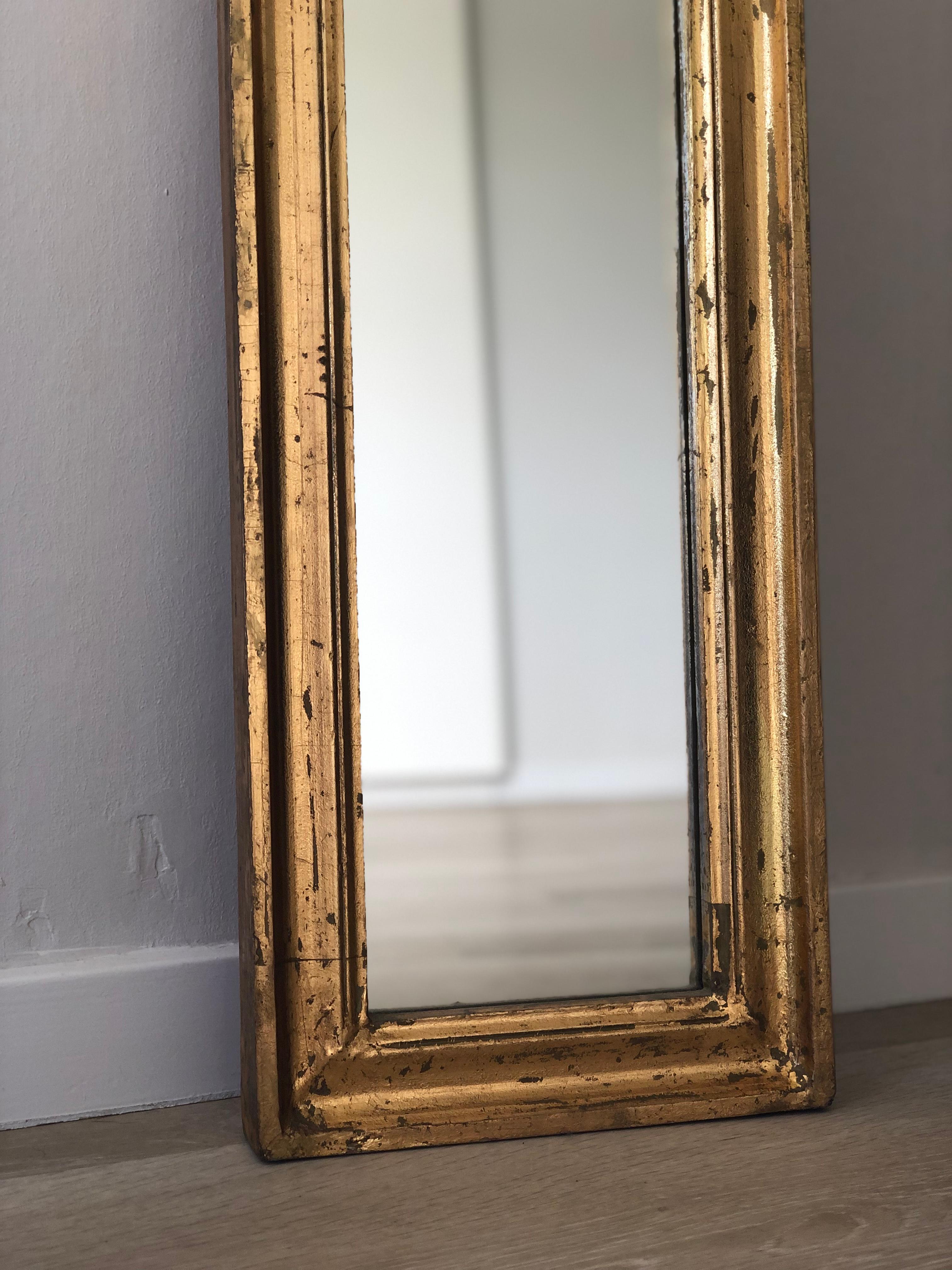 Hollywood Regency Very Long Full Length Gilded Mirror 1980s