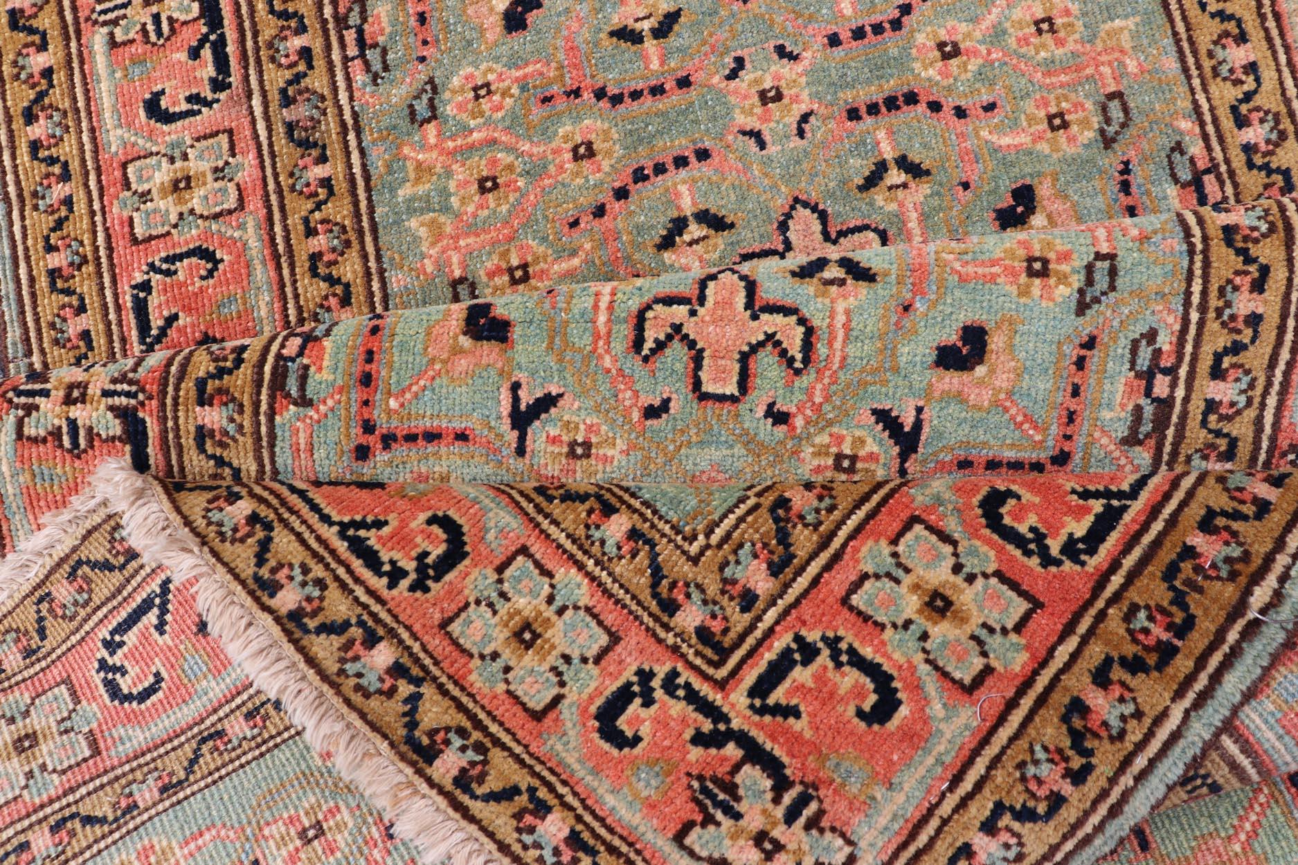 Sehr lange grüner türkischer Vintage-Läufer in Grün  2'8'' x 28'10' im Angebot 3