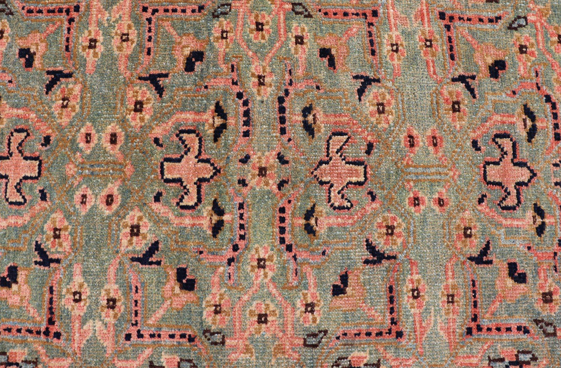 Sehr lange grüner türkischer Vintage-Läufer in Grün  2'8'' x 28'10' (Wolle) im Angebot