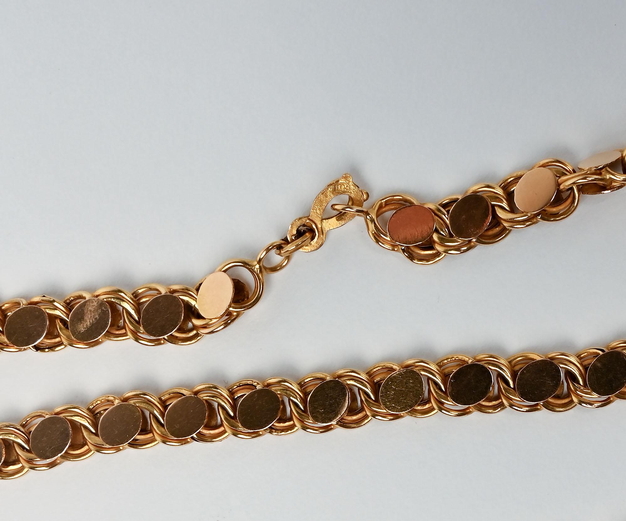 Women's or Men's Very Long Handmade Gold Chain Necklace For Sale