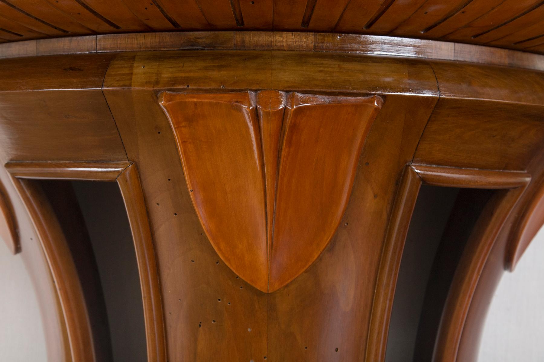 Walnut Monumental Italian Art Nouveau Demilune Console Table/Sideboard