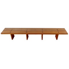 Very Long Low Eight Foot Solid Pine Wood Handcrafted Mortise and Tenon Bench