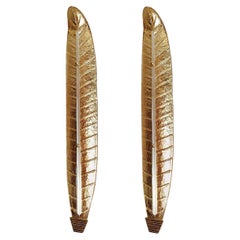 Mid Century Gold Murano Glass Very Large Sconces, Barovier Style - a pair