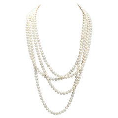 Very Long Pearl String Necklace fresh water Pearls 100 Inches Long