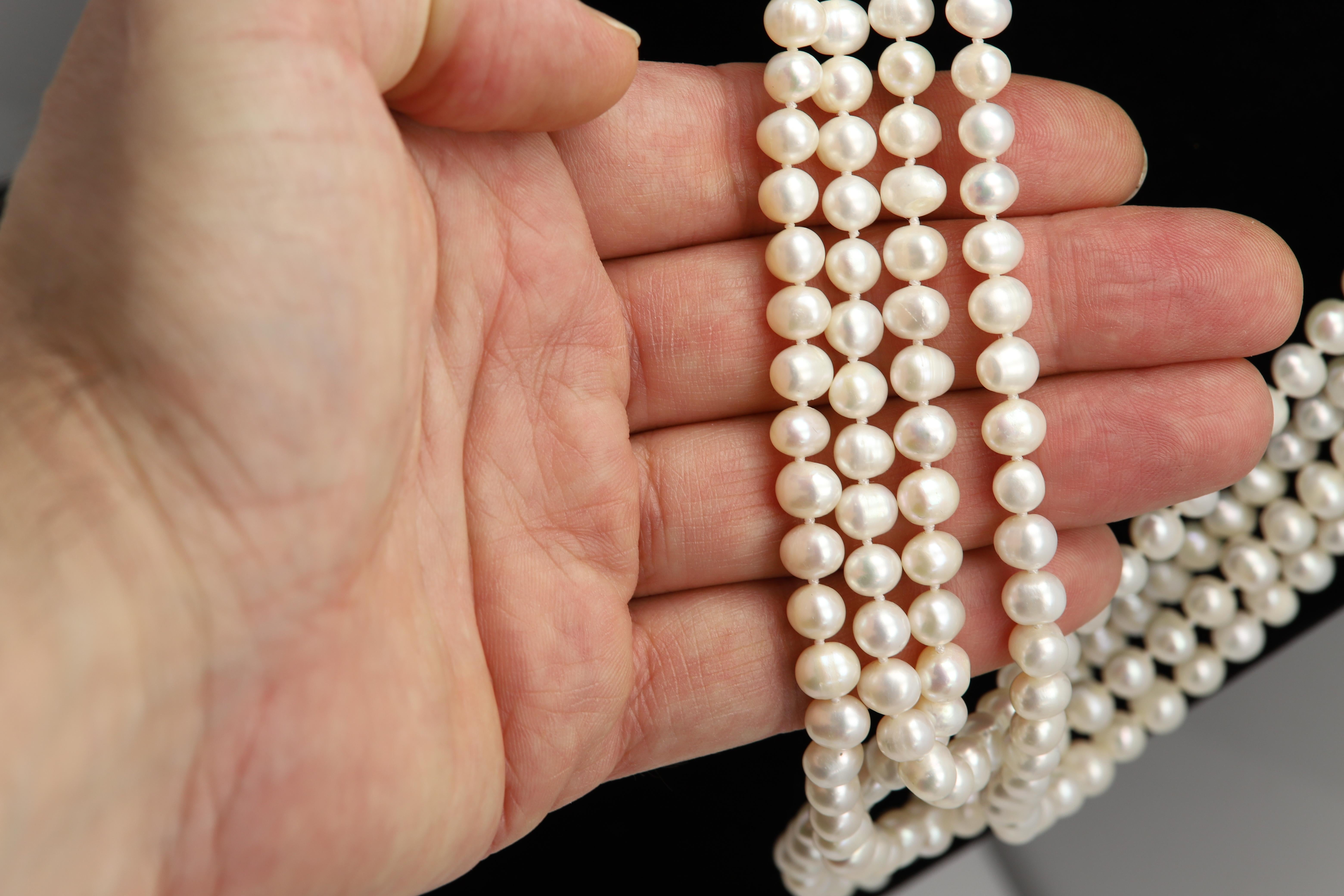 Round Cut Very Long Pearl String Necklace fresh water Pearls 100 Inches Long Pearl Strand For Sale