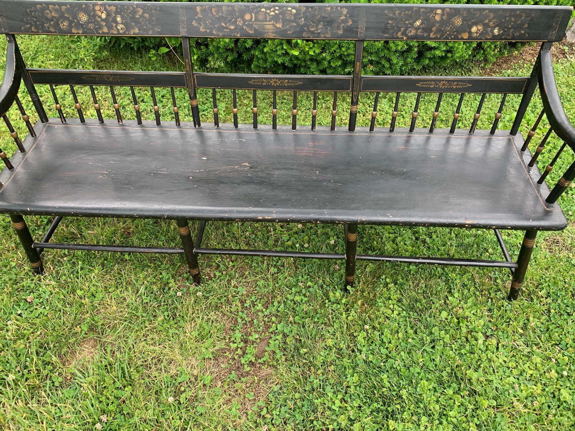 Very Long Stately Antique Hitchcock Bench 2