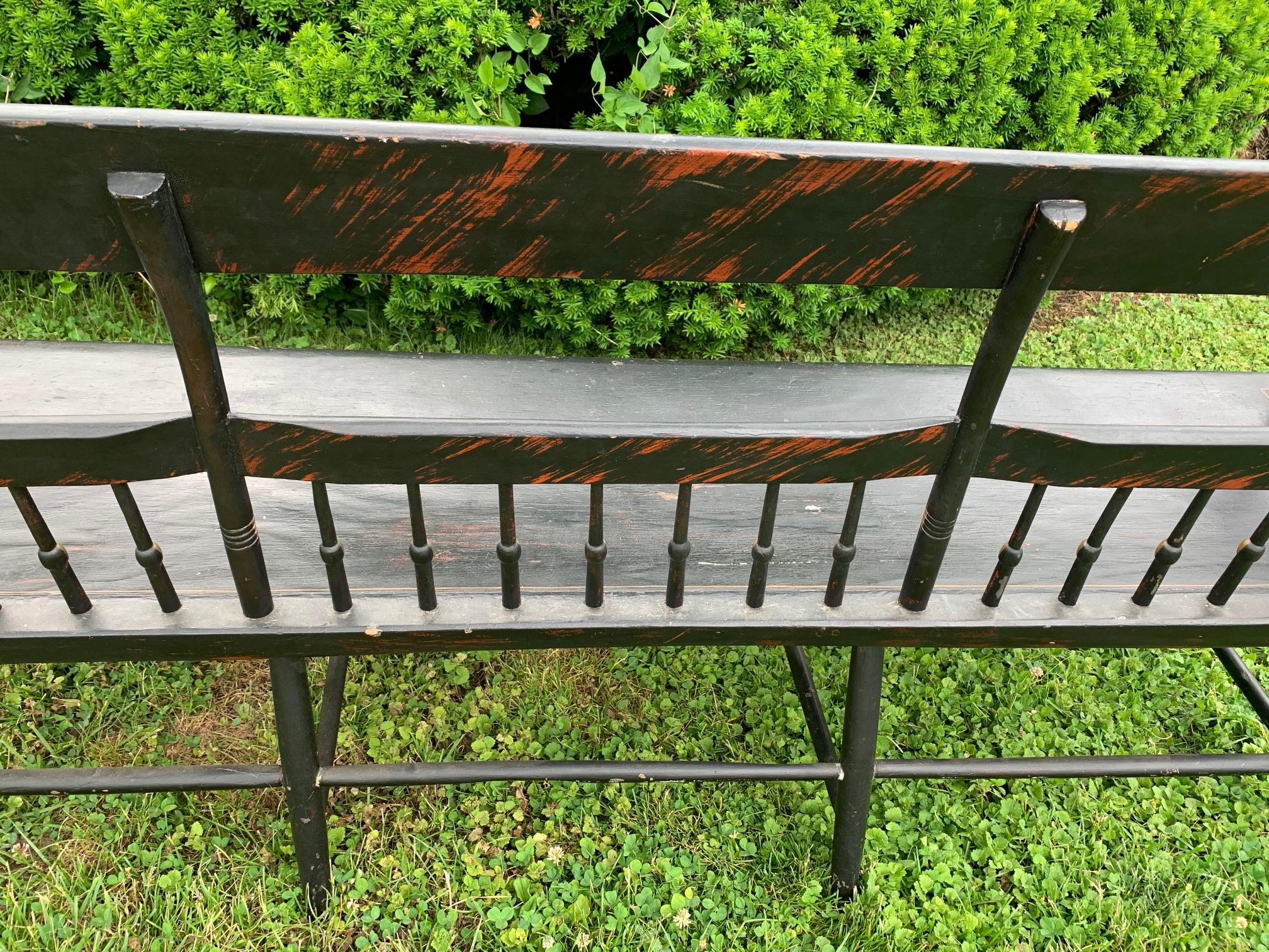 Mid-20th Century Very Long Stately Antique Hitchcock Bench