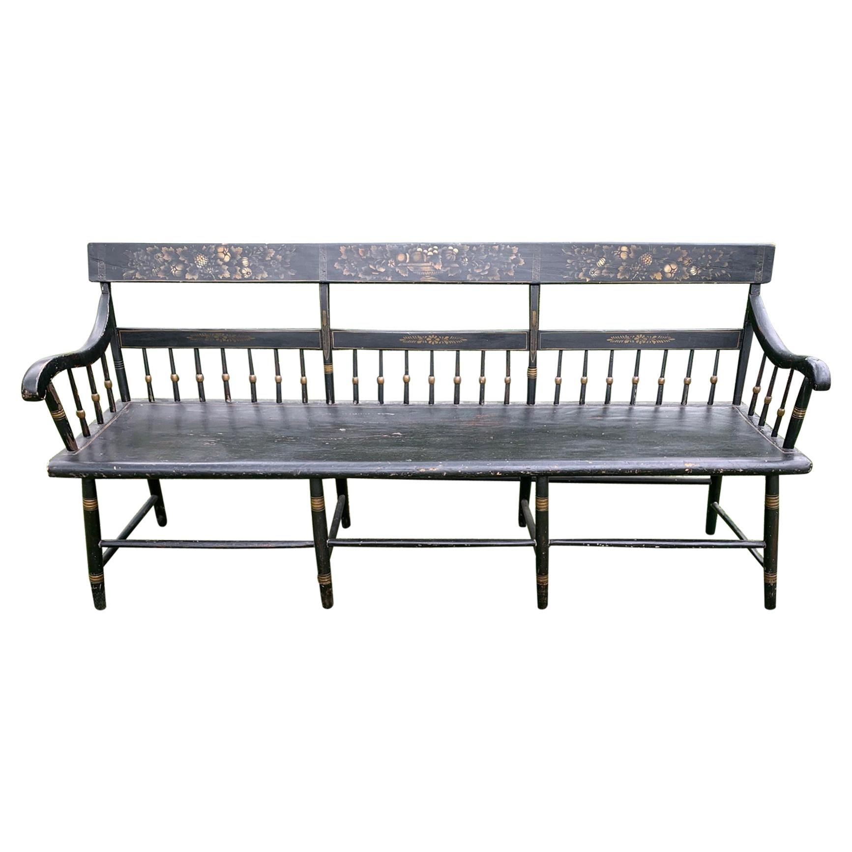 Very Long Stately Antique Hitchcock Bench