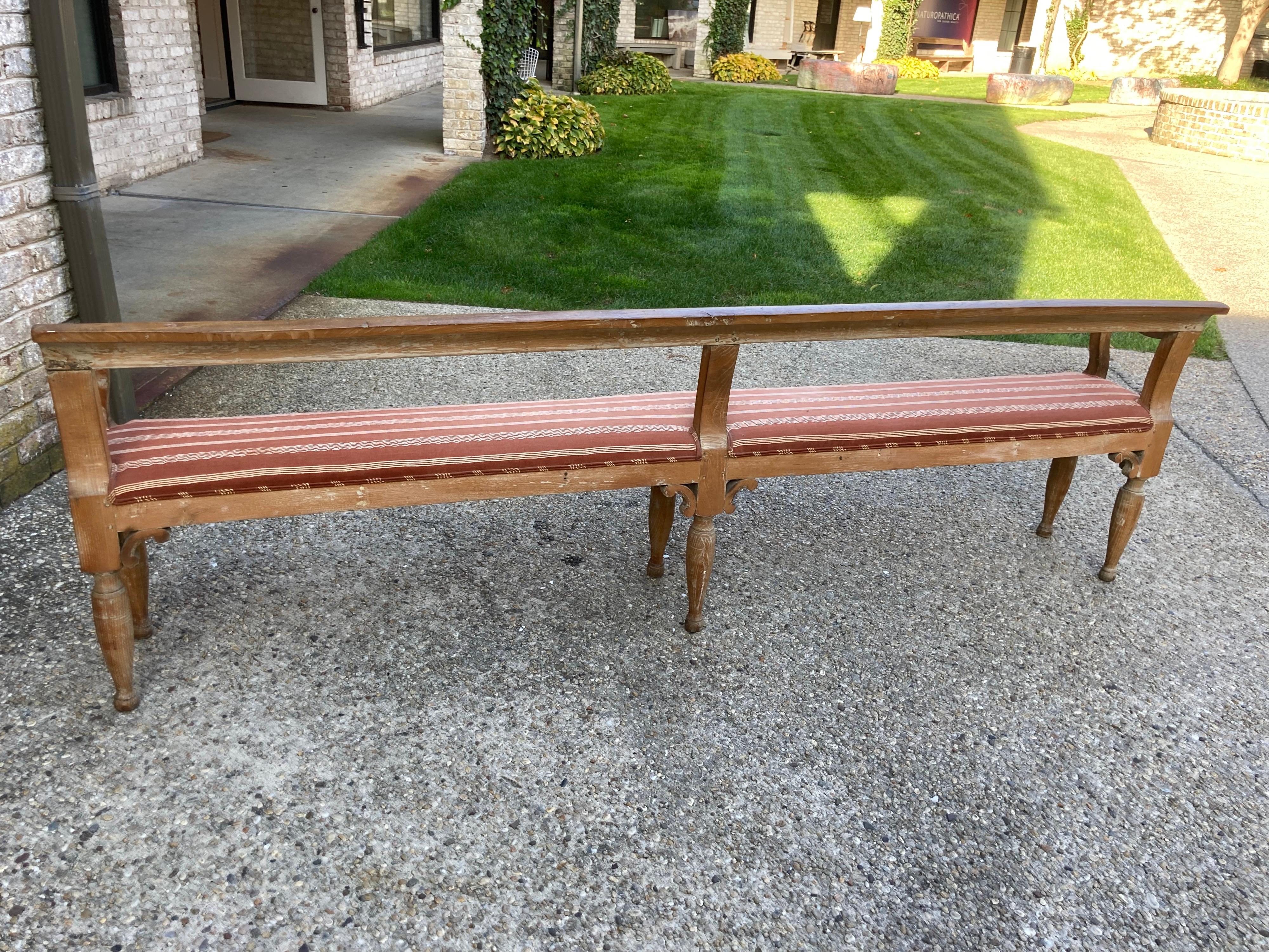 Very Long Upholstered Rustic Bench 2