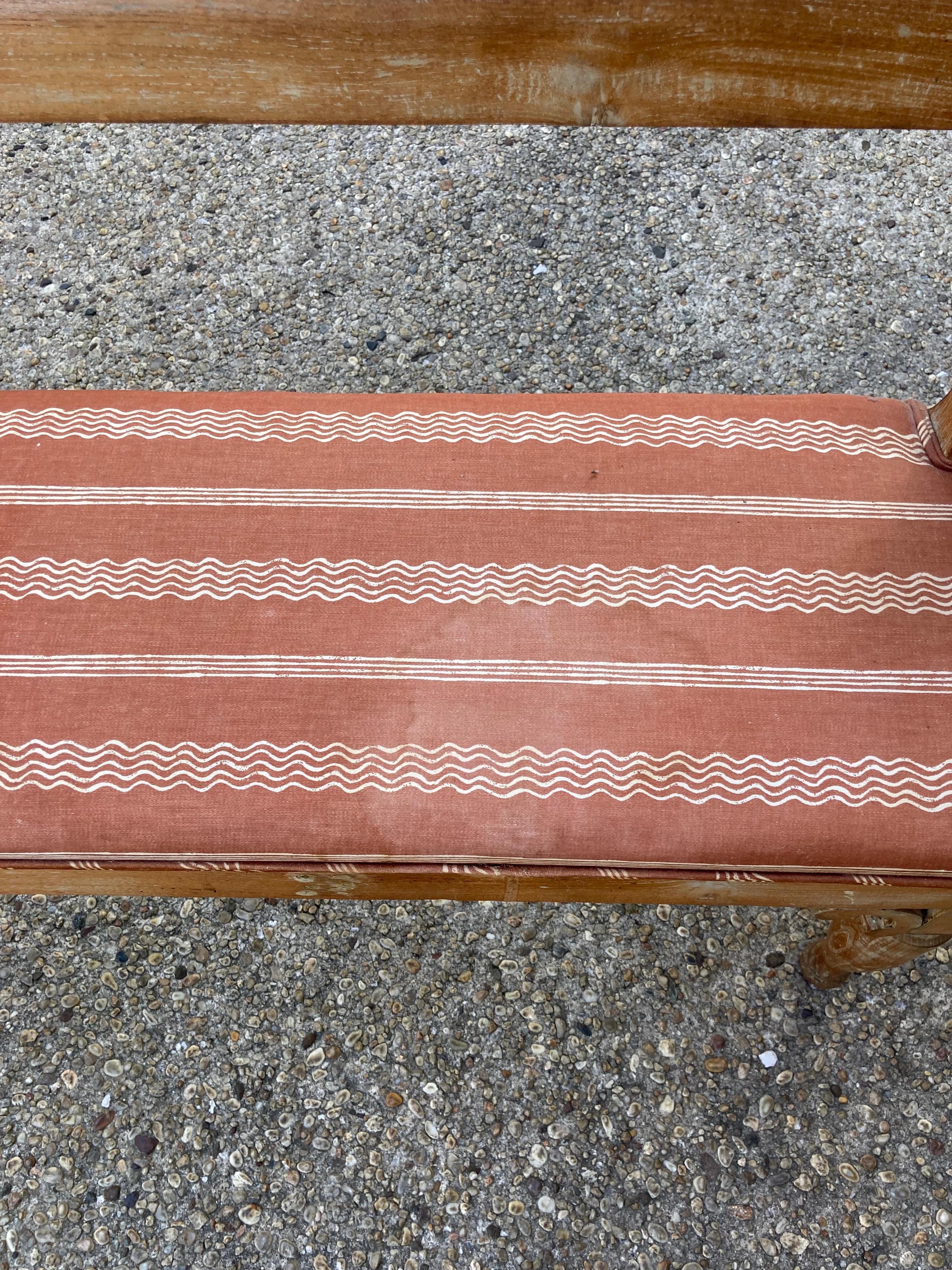 Very Long Upholstered Rustic Bench 4