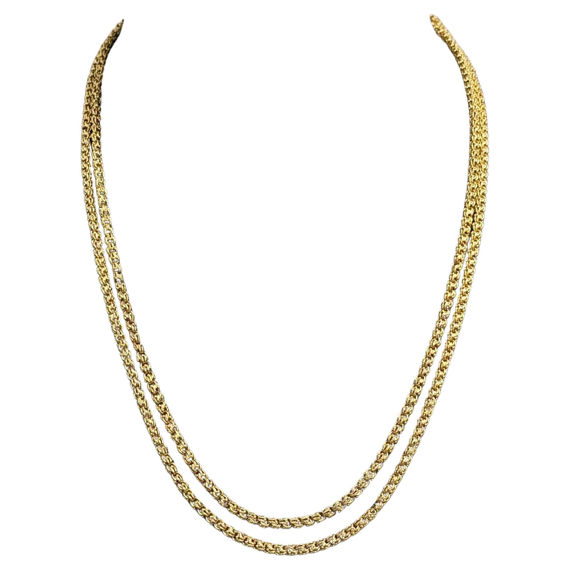 Very long yellow 18 carat gold gold Bismark chain
