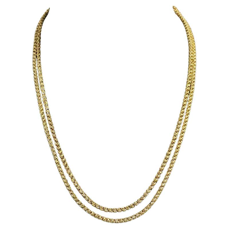 Italian Inch Long Rope Chain Italian 18 carat gold long fancy rope chain necklace For Sale at 1stDibs
