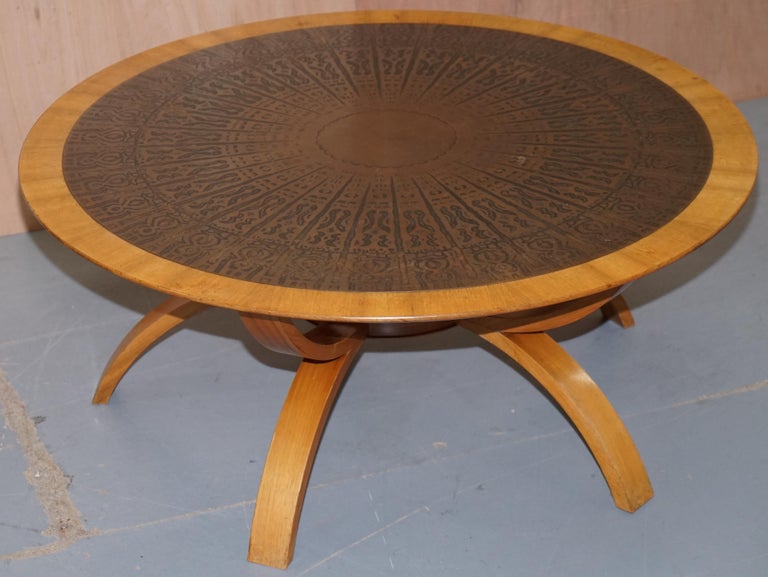 Very Lovely Hand Hammered Brass Topped Walnut Round ...