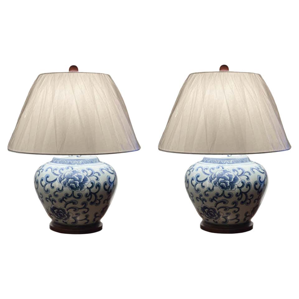 Very Lovely Pair Of Ralph Lauren Blue Chinese Dragons Porcelain Table ...