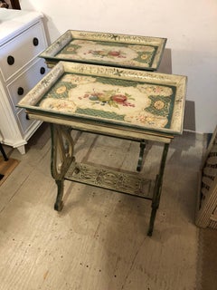 Very Lovely Pair of Rectangular Painted Side Tables