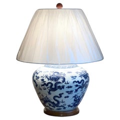 Very Lovely Pair Of Ralph Lauren Blue Chinese Porcelain Table Lamp Two Available