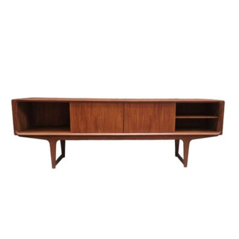 Minimalist Very low teak vintage danish sideboard, ideal flat screen cabinet For Sale