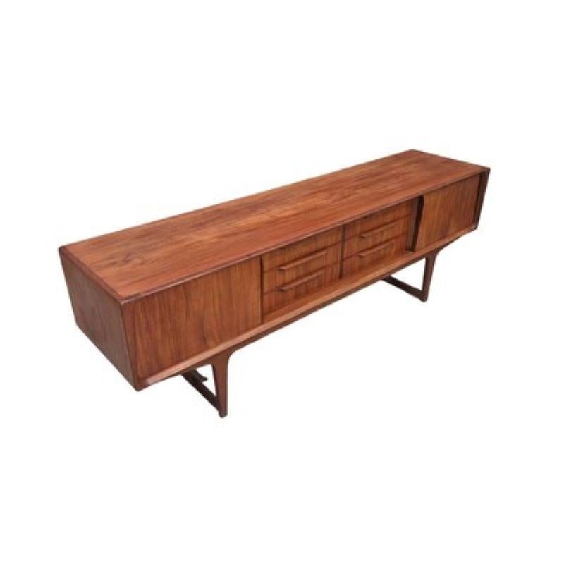 20th Century Very low teak vintage danish sideboard, ideal flat screen cabinet For Sale