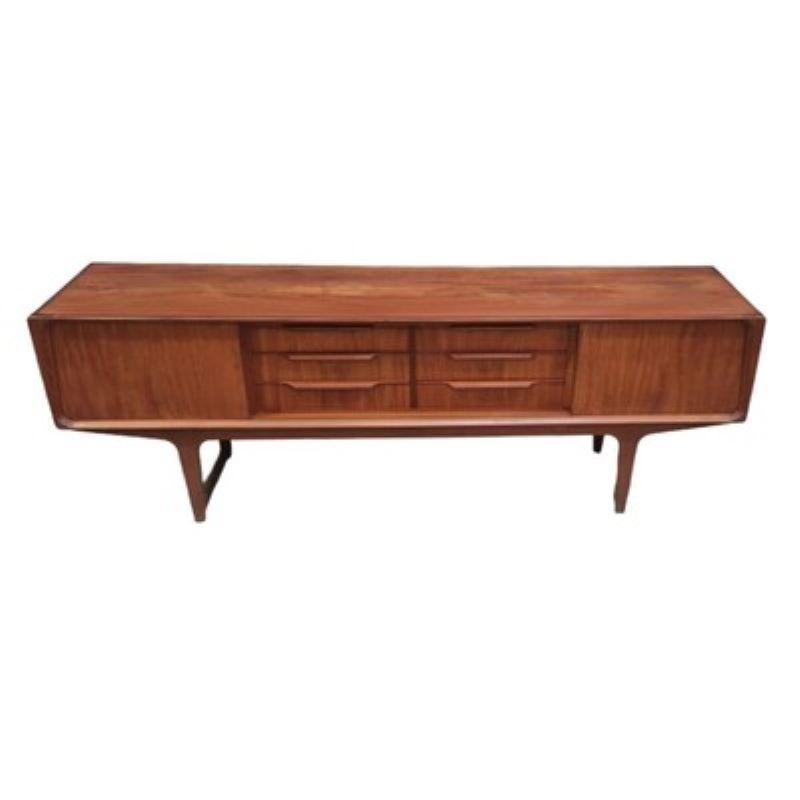 Teak Very low teak vintage danish sideboard, ideal flat screen cabinet For Sale