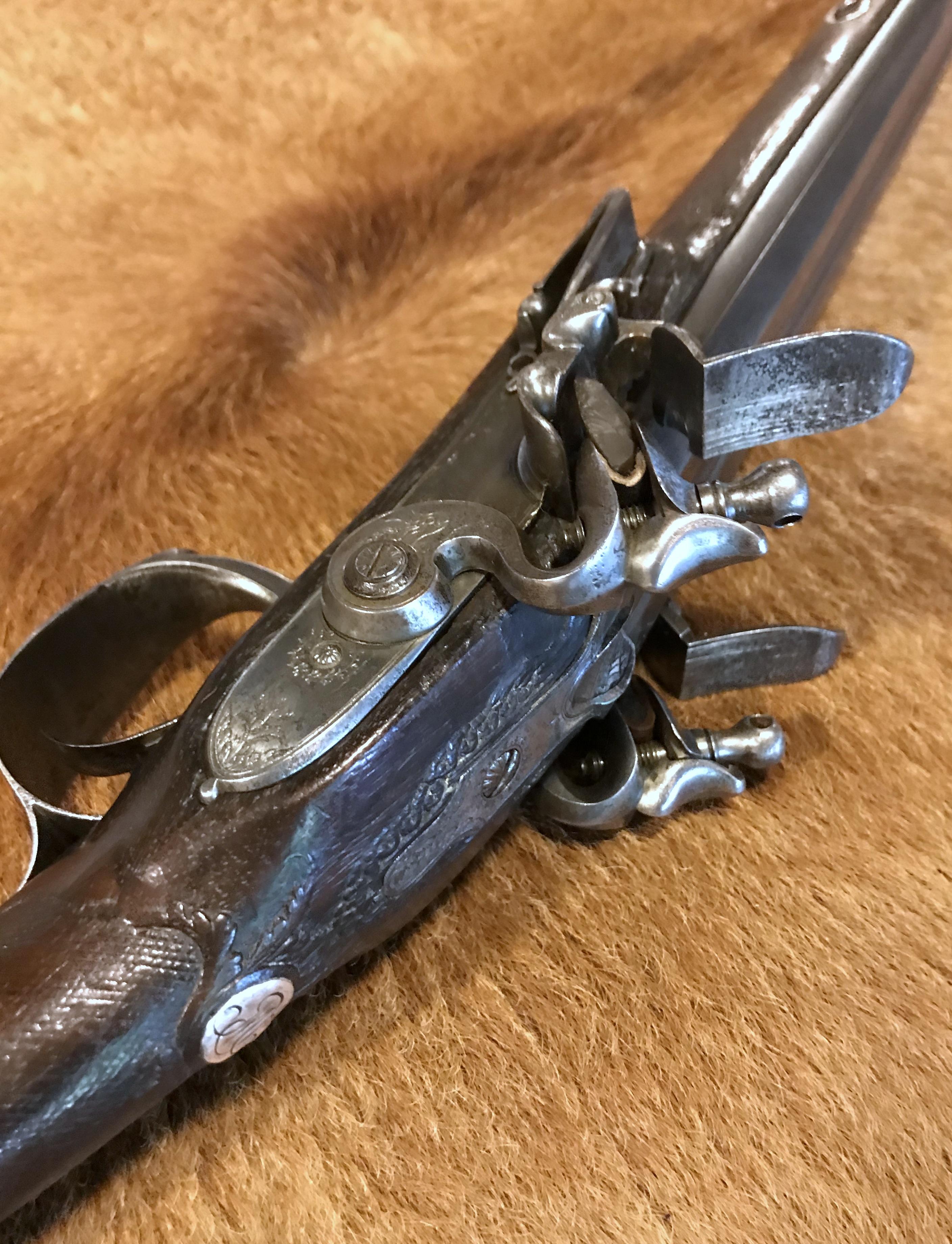 Very Nice 18th Century French Double Barreled Flintlock Sporting Gun 5