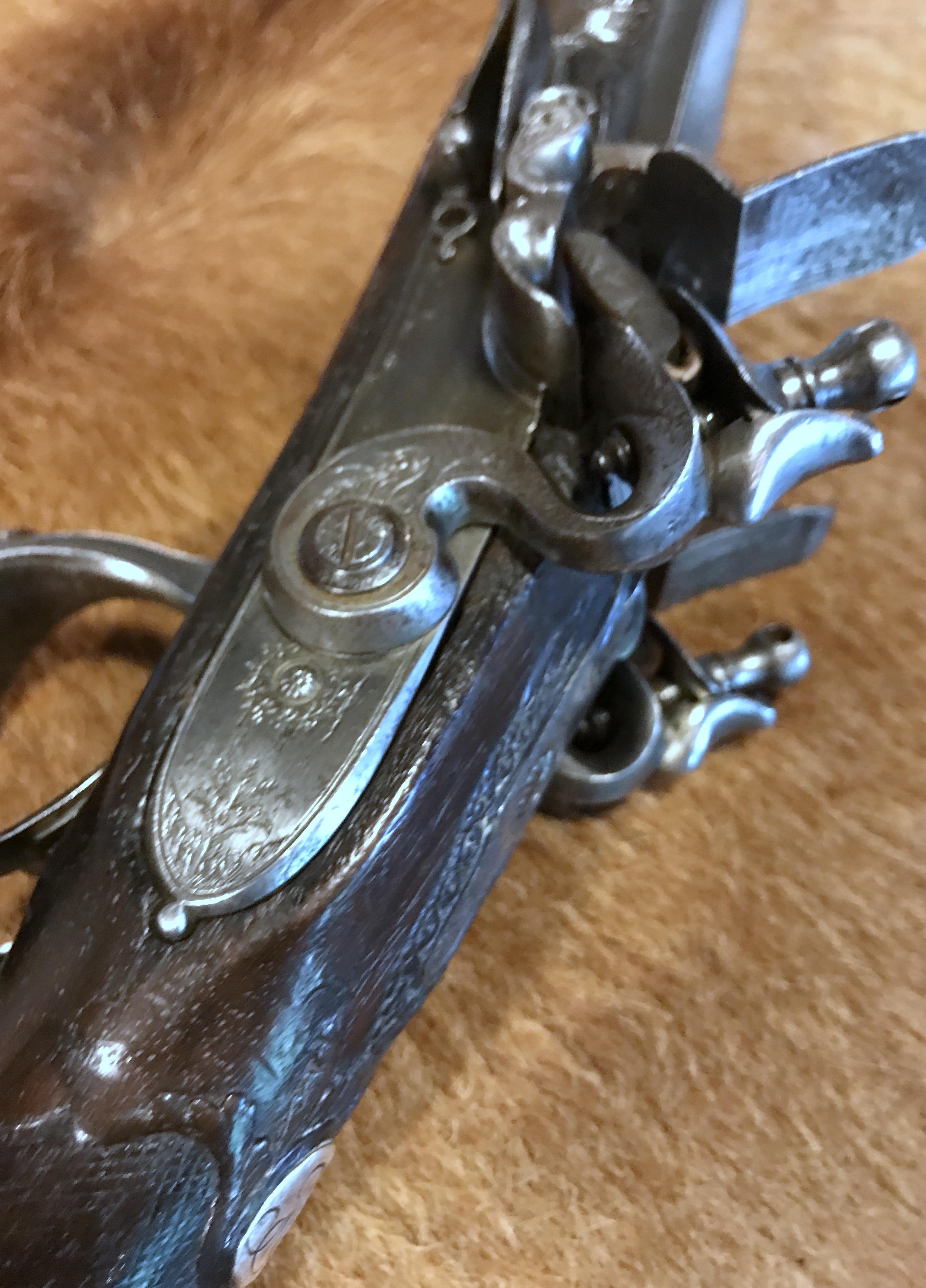 Very Nice 18th Century French Double Barreled Flintlock Sporting Gun 6