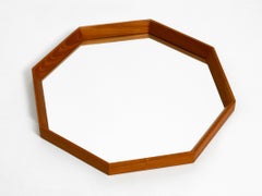 Mid-Century Modern Octagonal Teak Wall Mirror, Denmark, 1960, 45 cm