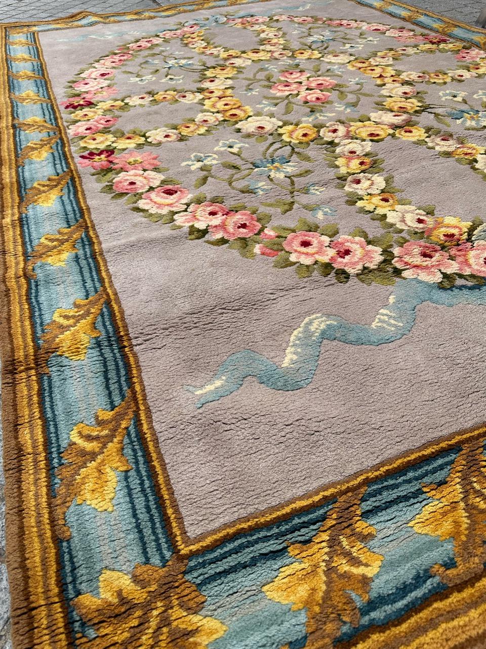 Hand-Knotted Bobyrug’s Very nice antique french savonnerie rug  For Sale