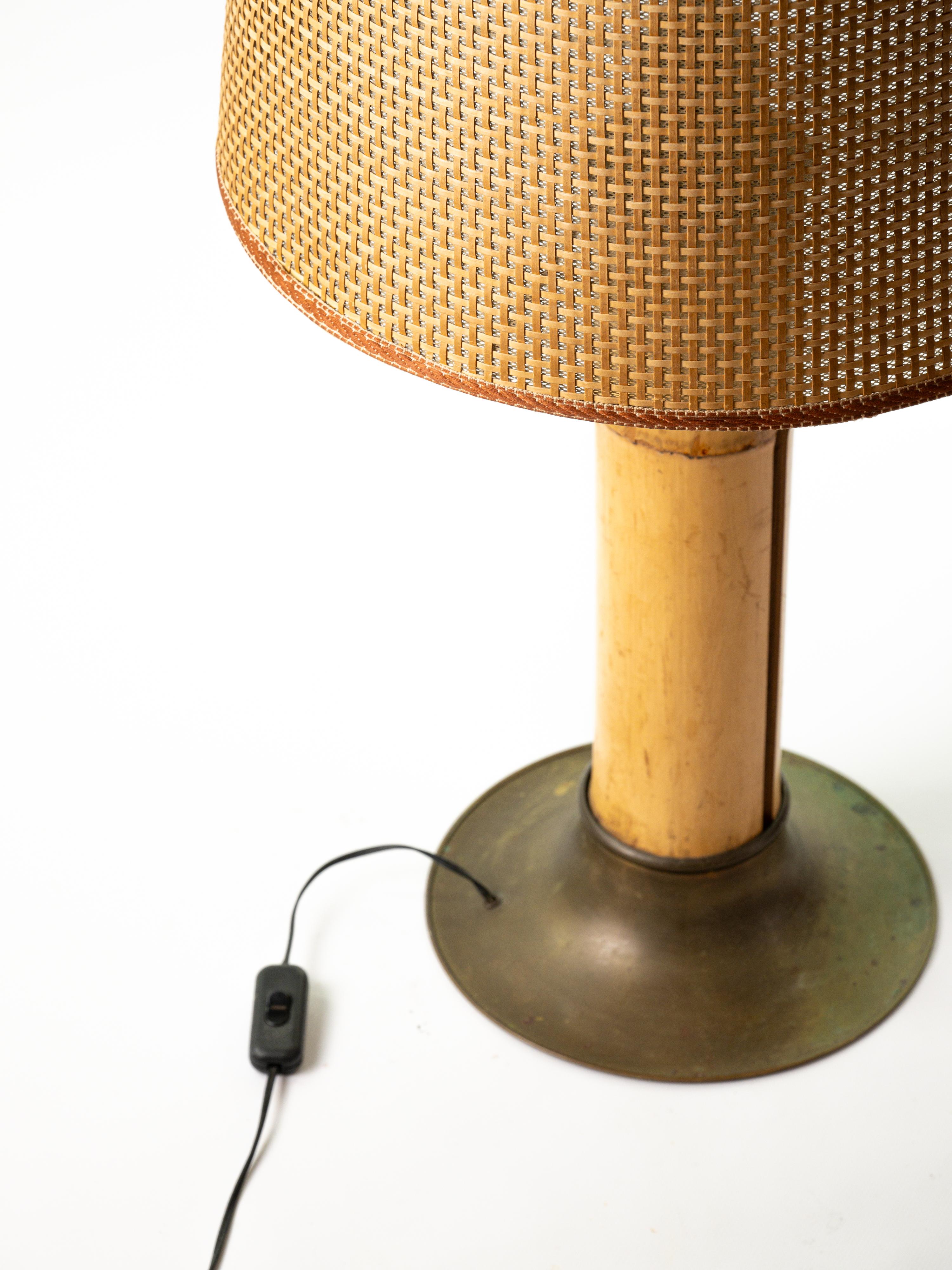 Mid-Century Modern Très belle lampe de table en bambou, circa 1970 en vente