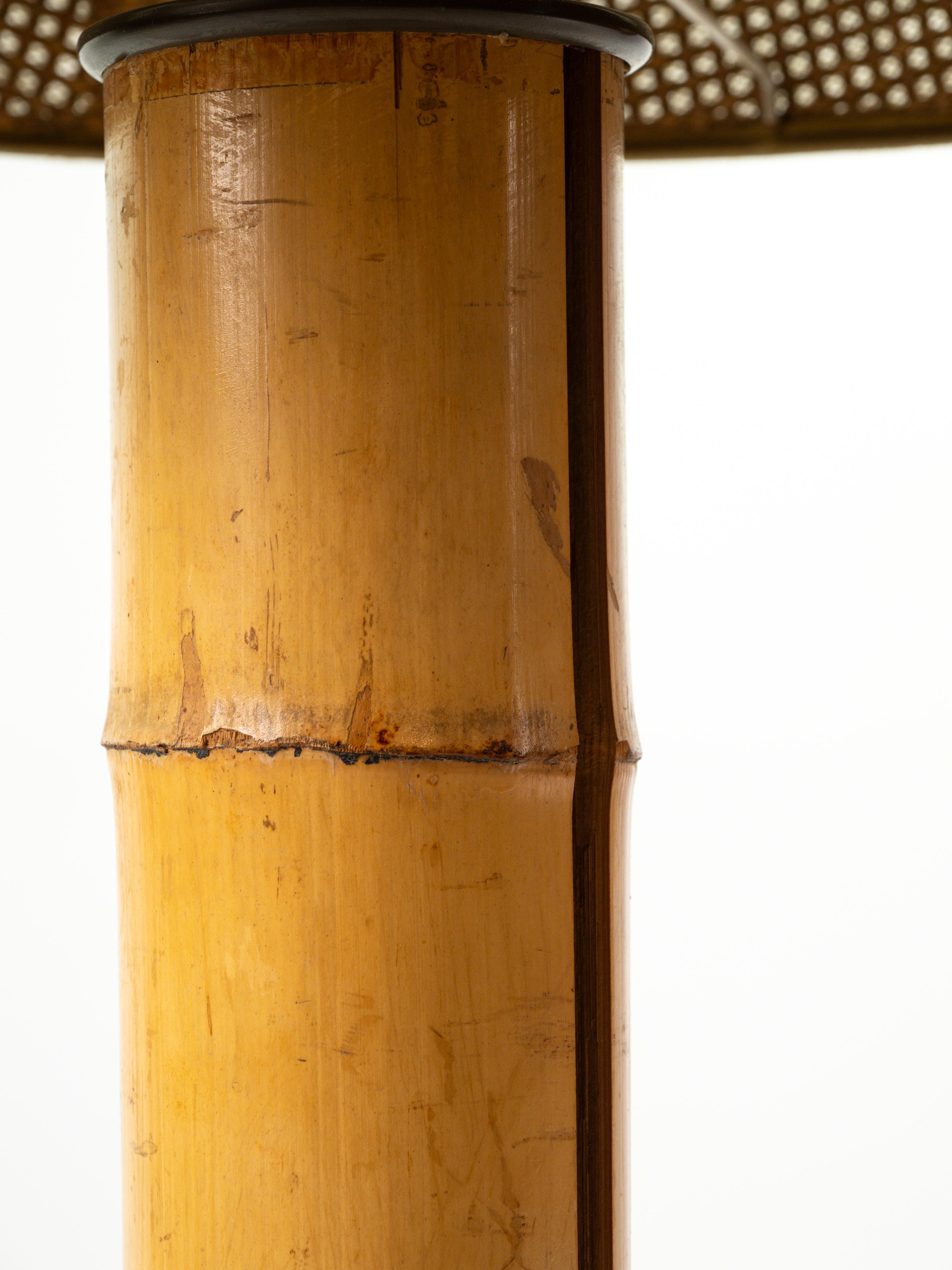 Très belle lampe de table en bambou, circa 1970 en vente 1