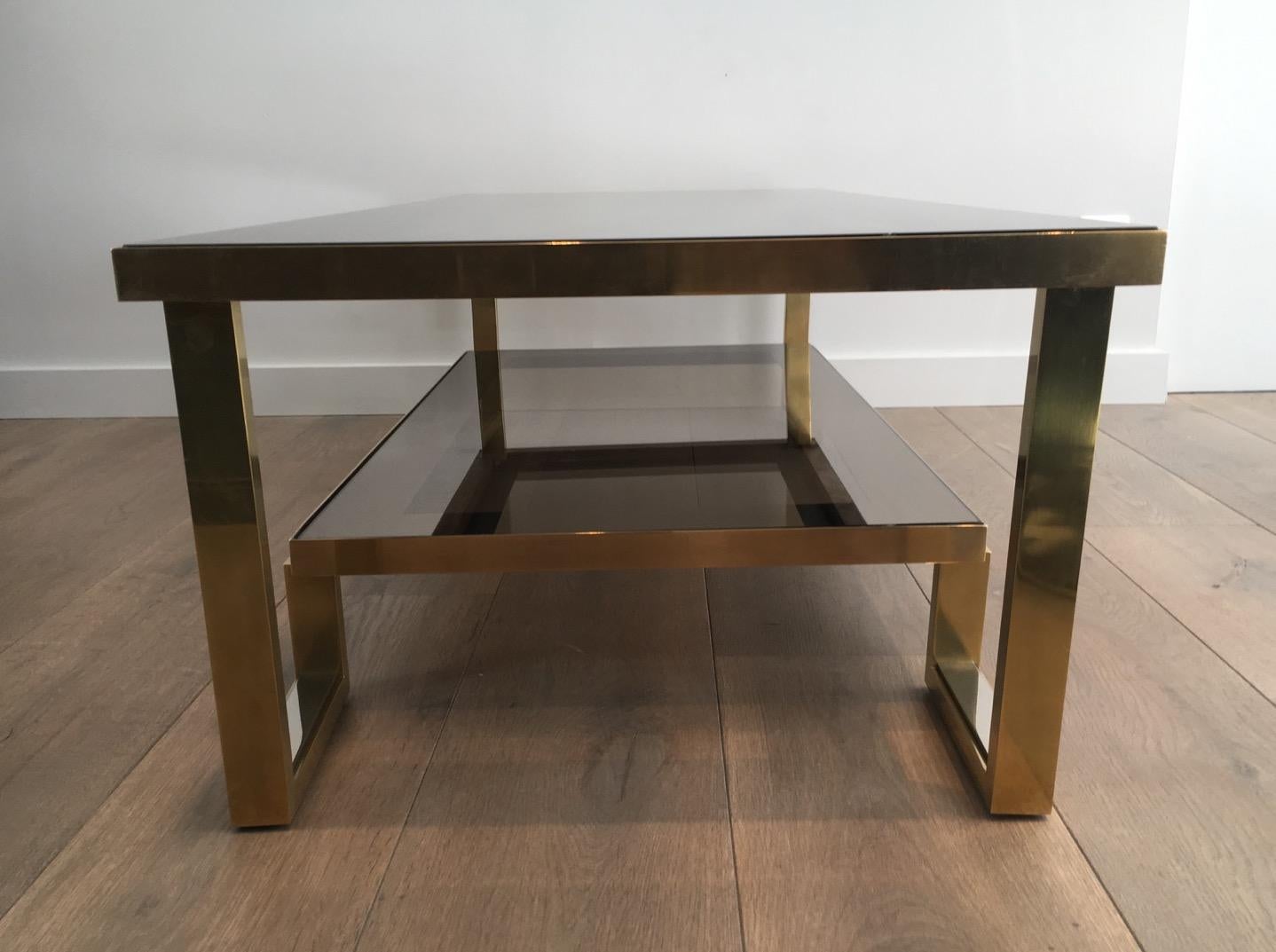 Very Nice Brass and Chrome Design Coffee Table, circa 1970 7