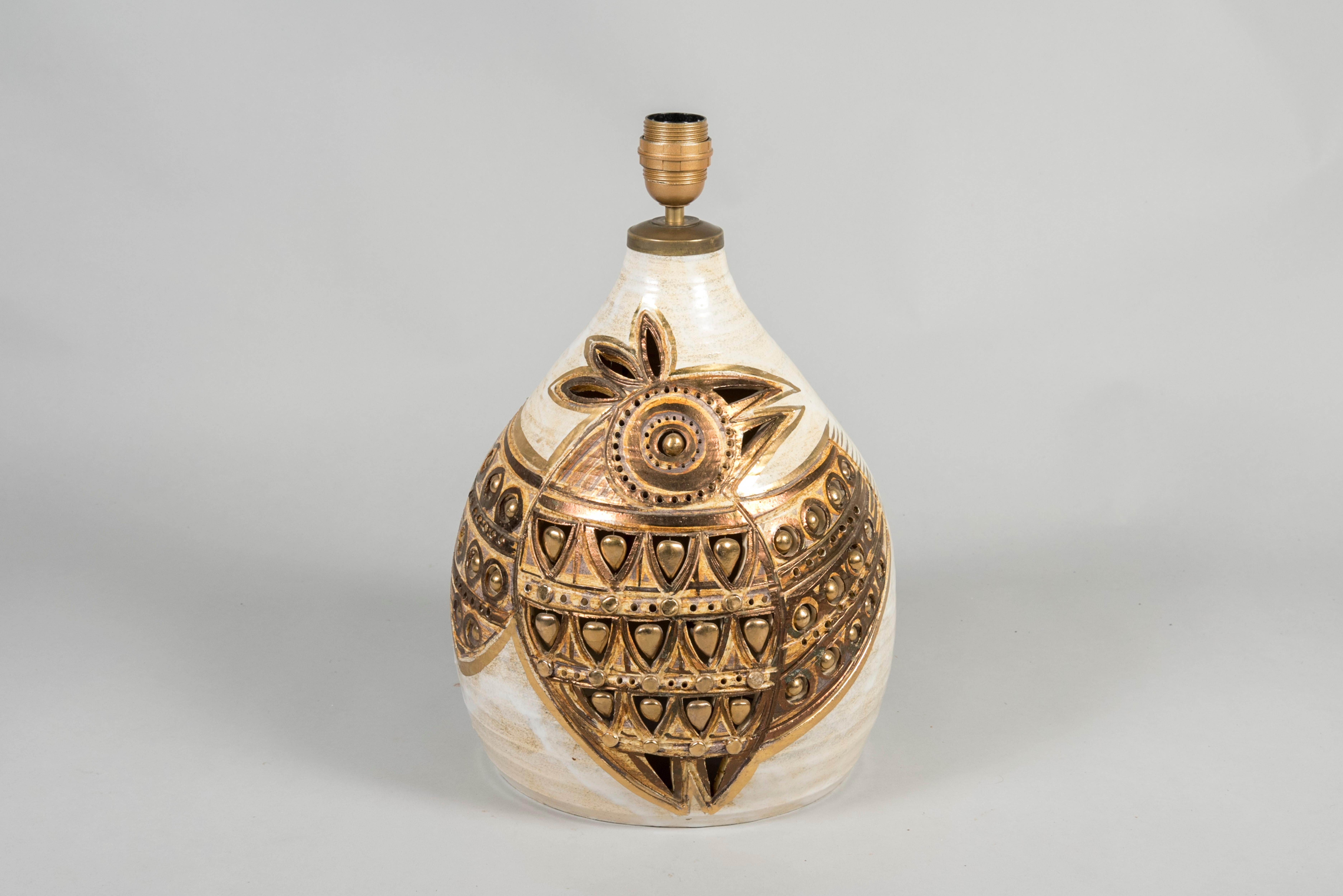 Sehr schöne Keramik-Tischlampe von Georges Pelletier (Französisch) im Angebot