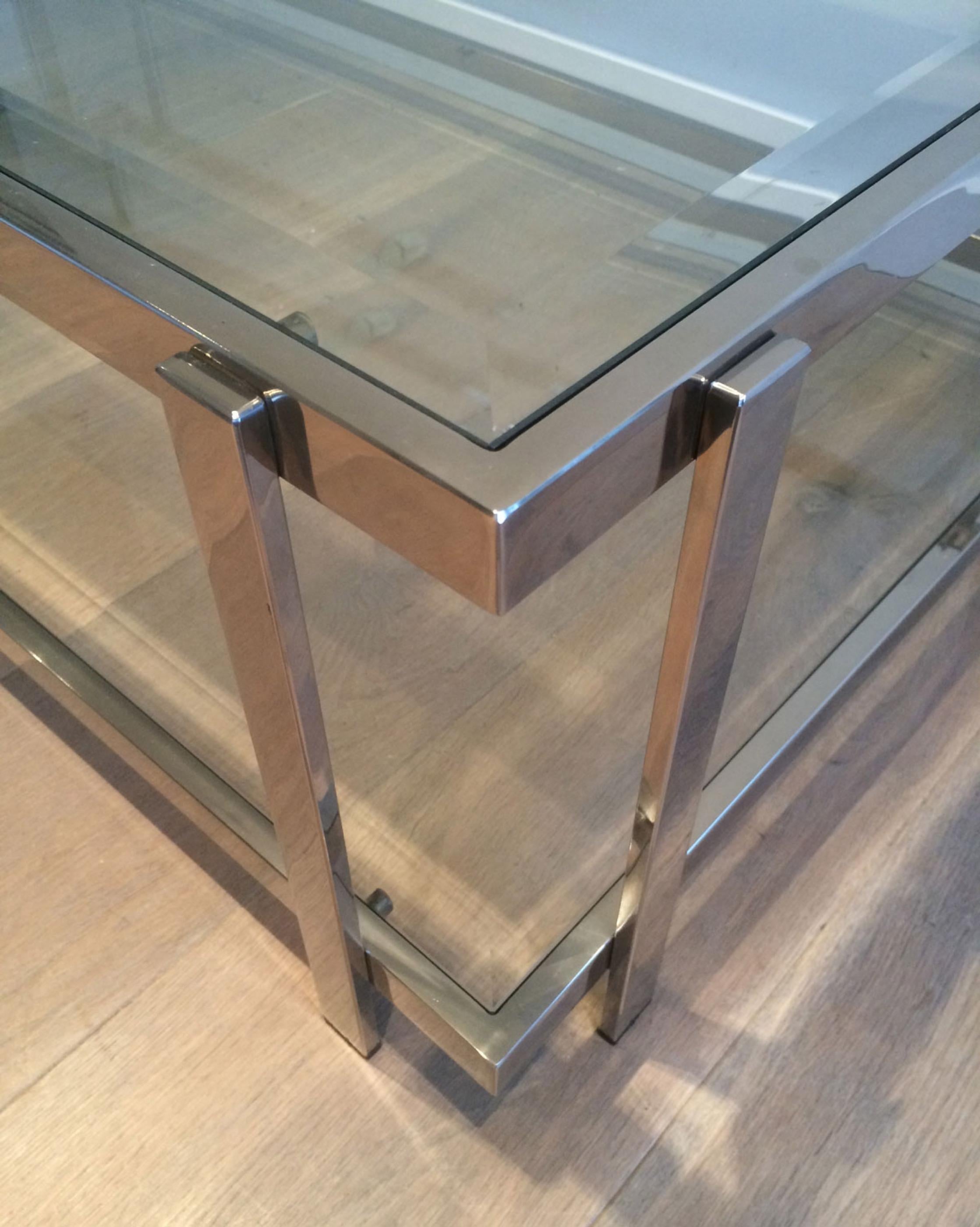 Late 20th Century Very Nice Chrome Coffee Table, circa 1970 For Sale