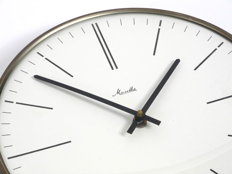 Very Nice Classic Battery-Operated 1960s Metal Wall Clock by Mauthe, Germany  For Sale at 1stDibs