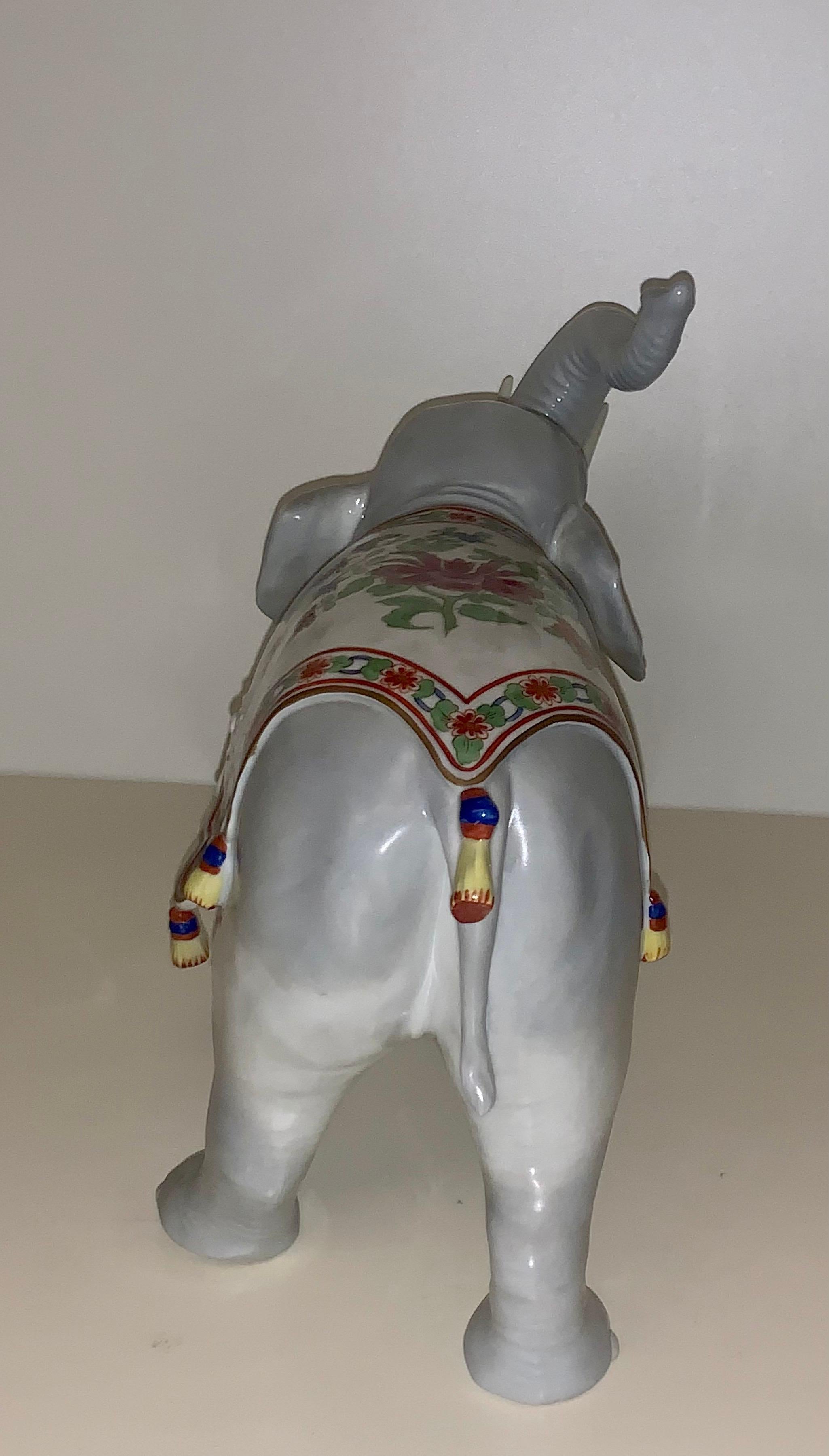 German Very Nice, Early Carl Thieme Dresden Porcelain Elephant of Large Size For Sale