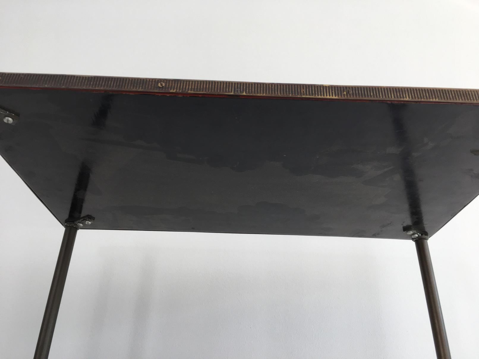 Very Nice Fine Two Tiers Table with Cloissonné Incrustations on Red Lacquer 10