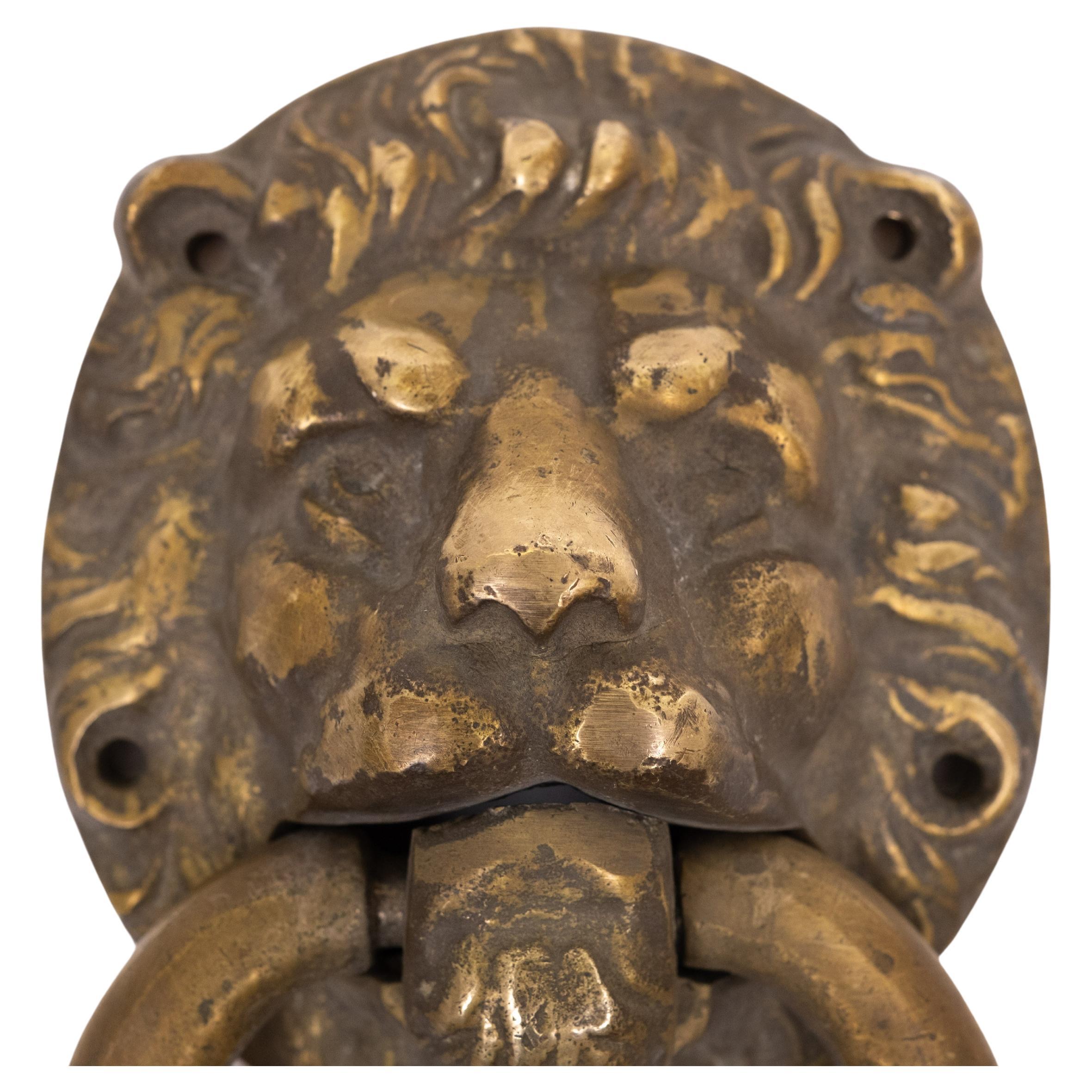 Very nice Gilded Bronze Lions head Door Knocker . 
Early 20th Century Holland .