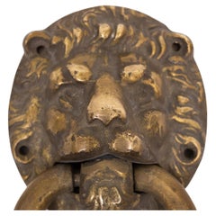 Very nice Gilded Bronze Lions head Door Knocker .  Early 20th Century Holland .