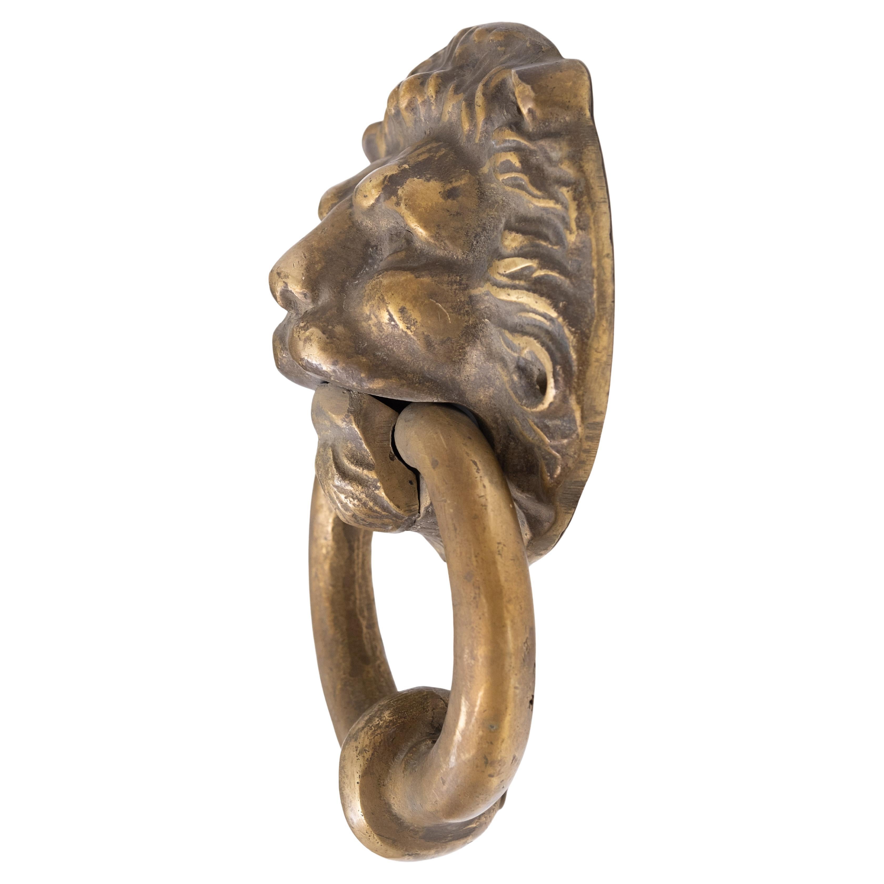Victorian Very nice Gilded Bronze Lions head Door Knocker .  Early 20th Century Holland . For Sale