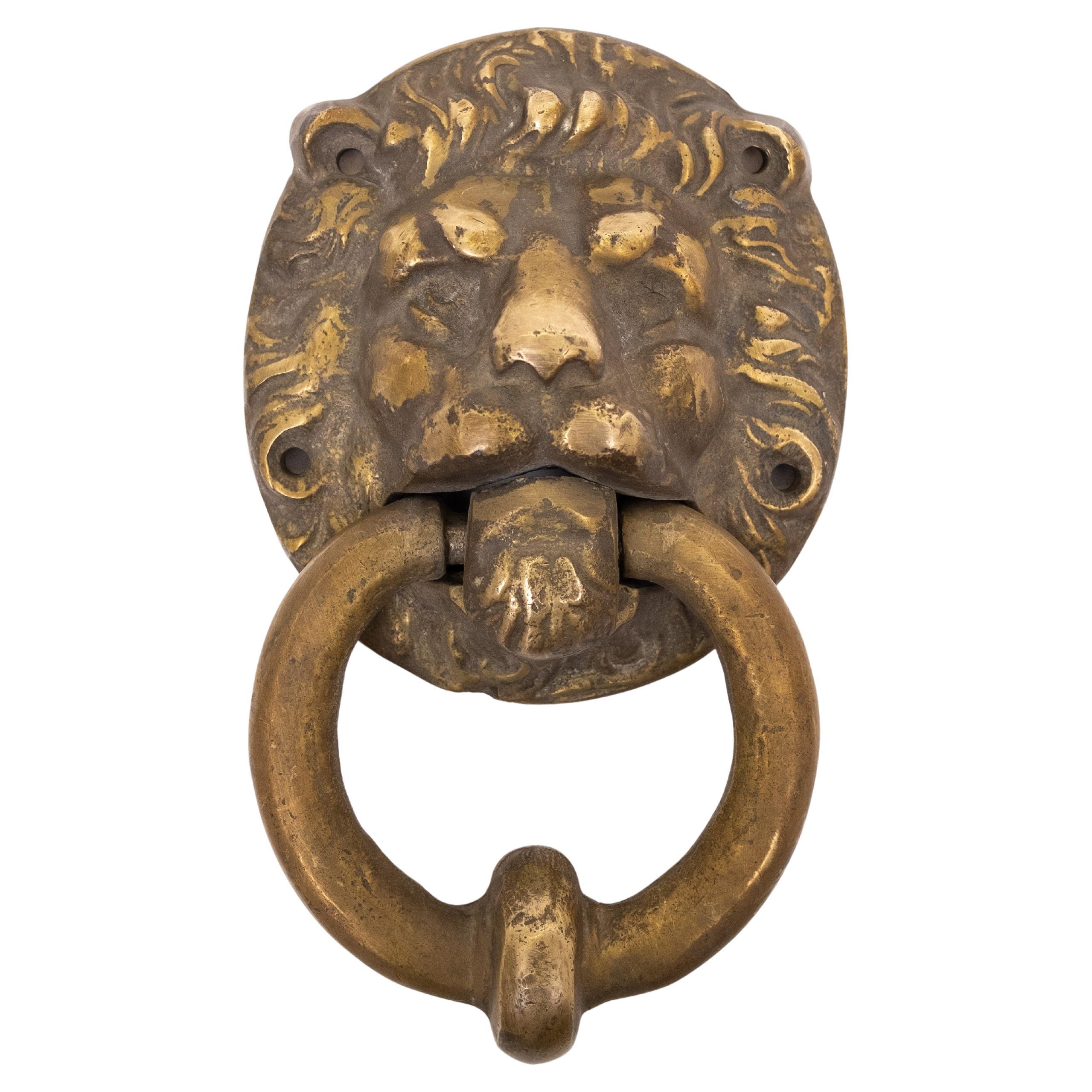 Very nice Gilded Bronze Lions head Door Knocker .  Early 20th Century Holland . For Sale