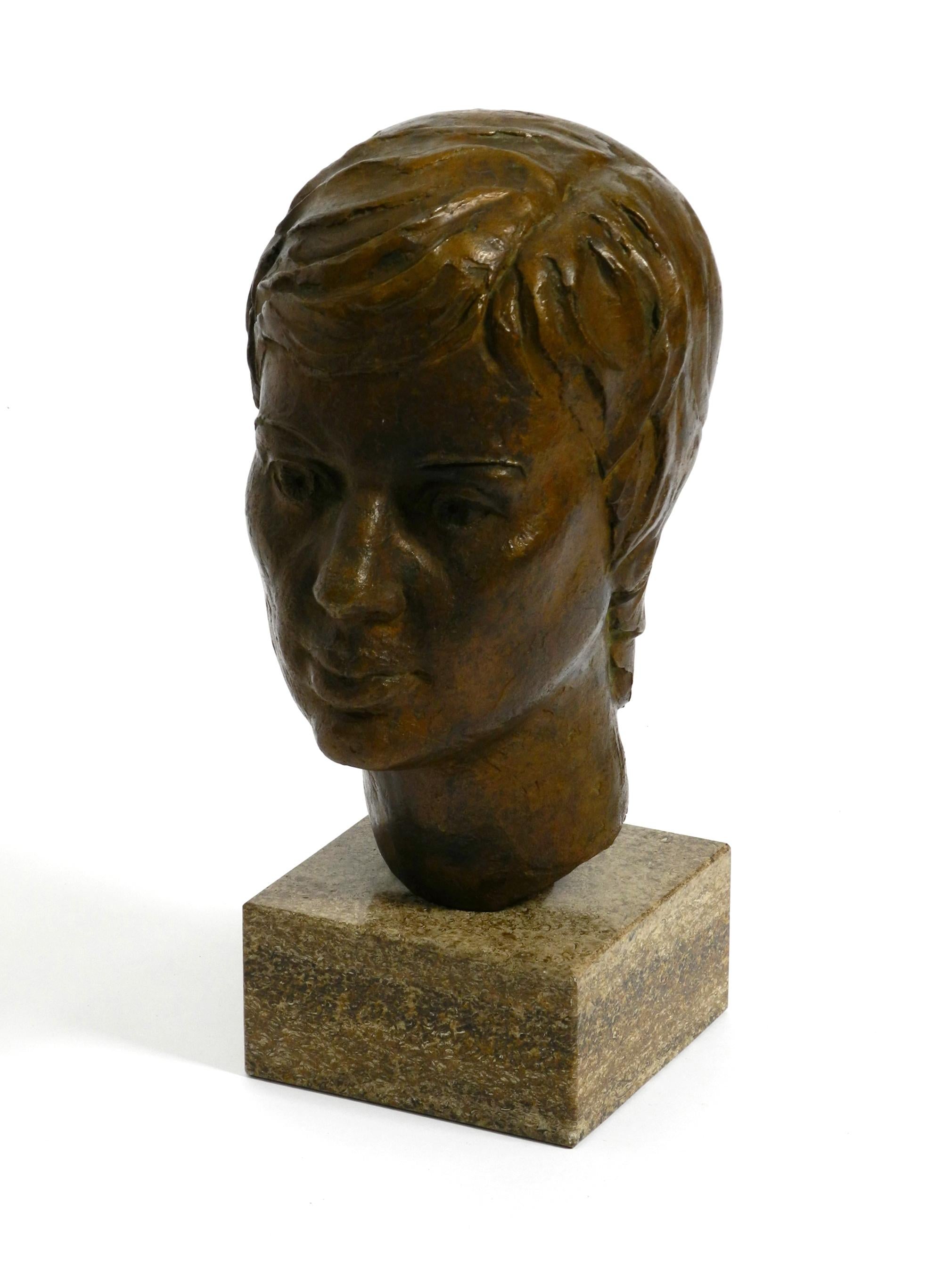 Very Nice Heavy Bronze Bust on a Marble Base Signed with HA from 1976 For Sale 6