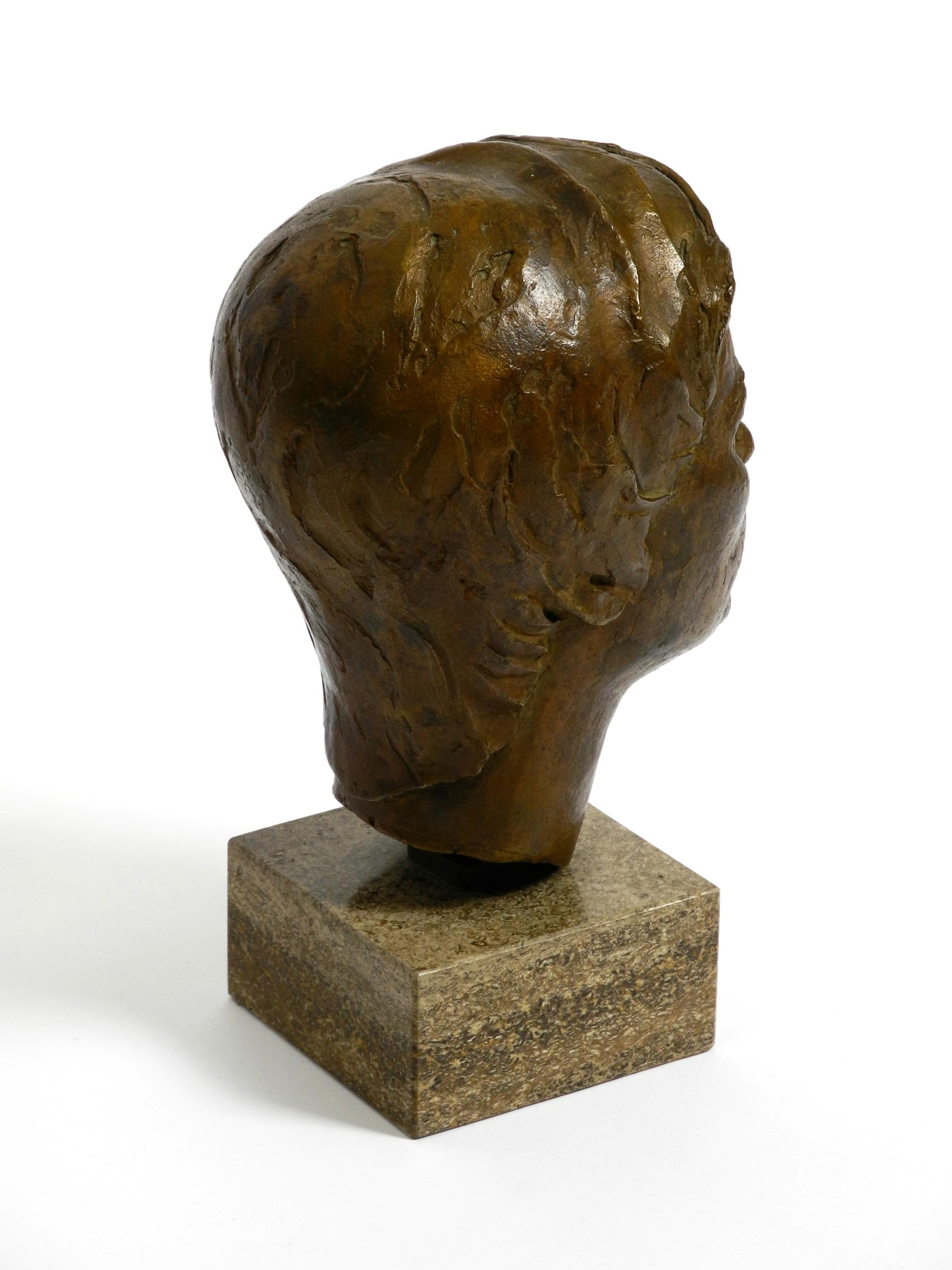 Very Nice Heavy Bronze Bust on a Marble Base Signed with HA from 1976 For Sale 7