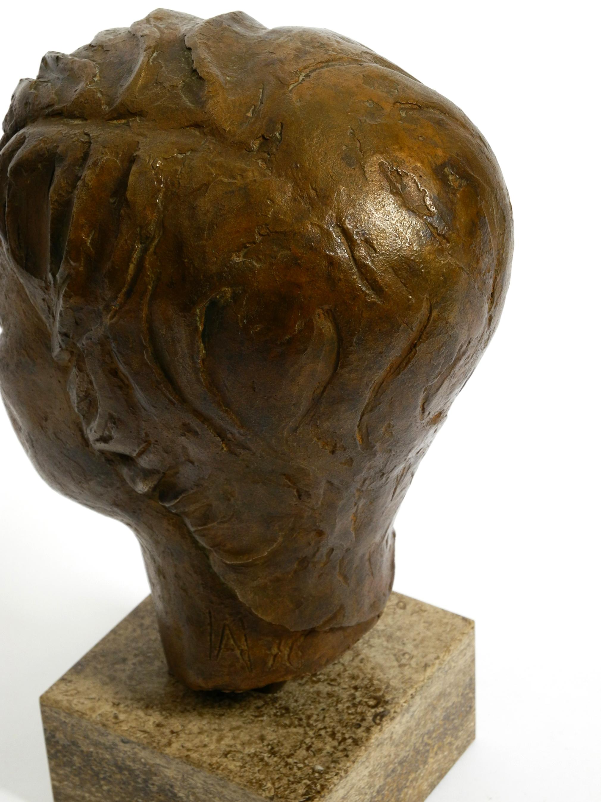 Very Nice Heavy Bronze Bust on a Marble Base Signed with HA from 1976 For Sale 8