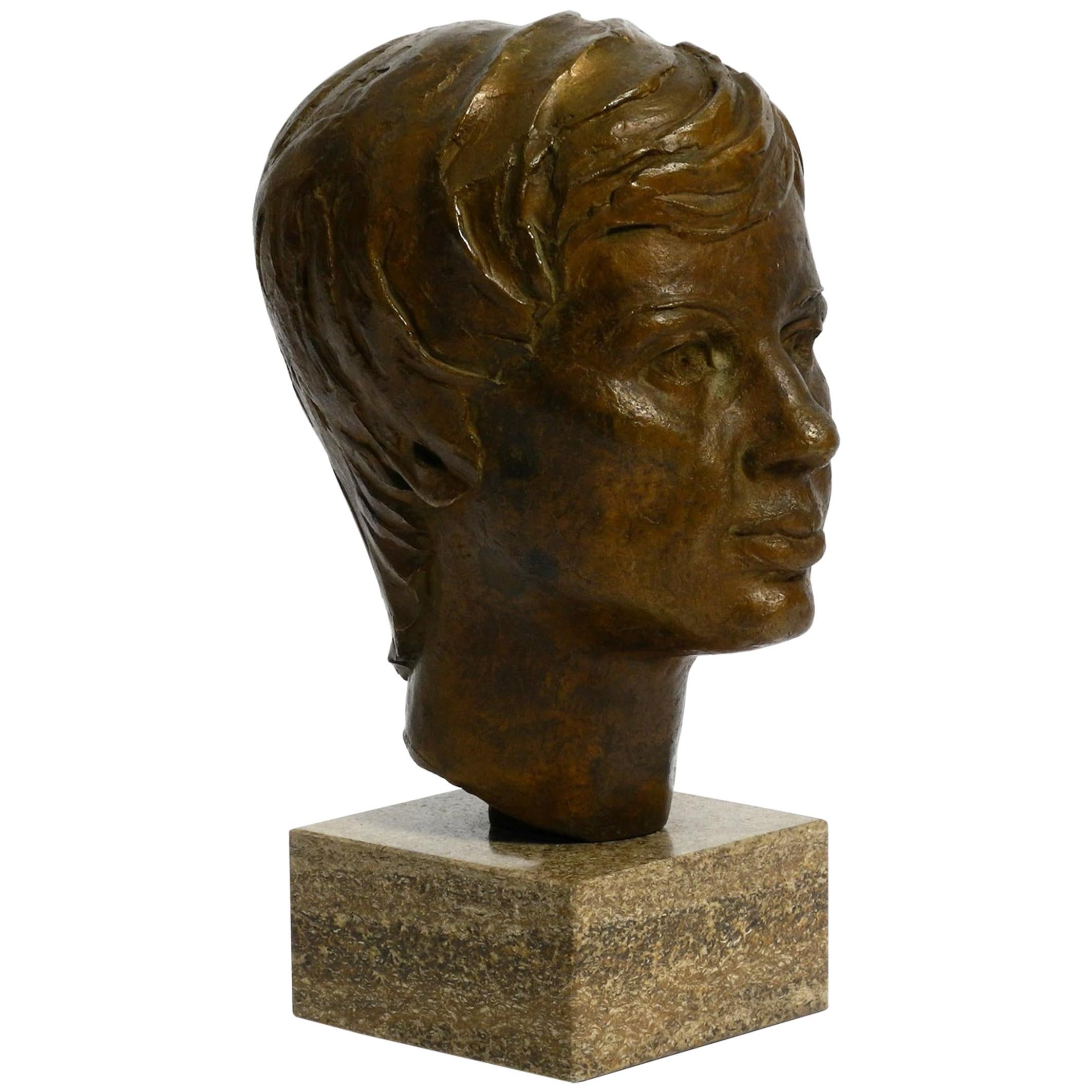 Very Nice Heavy Bronze Bust on a Marble Base Signed with HA from 1976