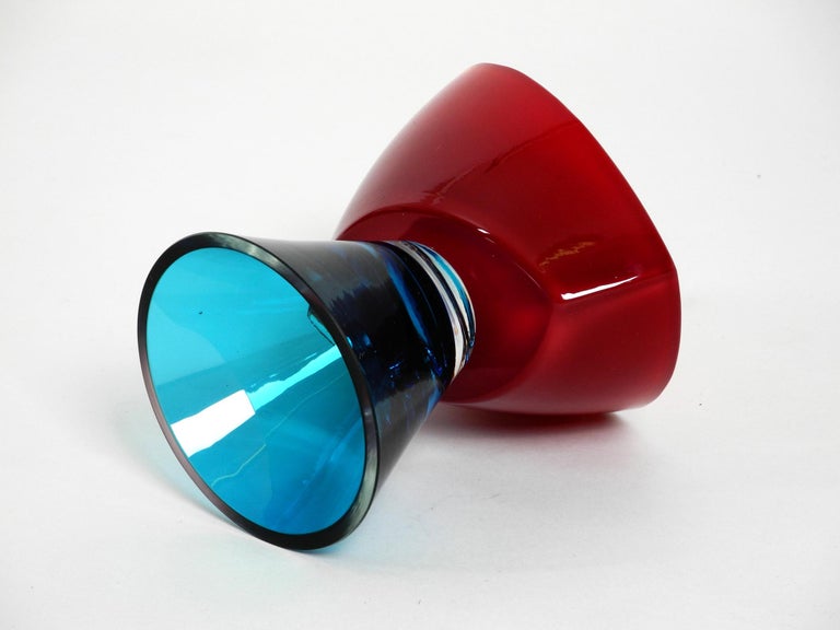 Very Nice Heavy Colorful Crystal Glass Bowl Table Decoration at 1stDibs