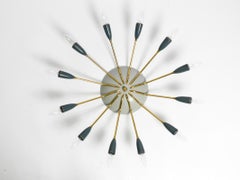 Very nice large 12-armed Mid Century Modern Brass Sputnik ceiling lamp