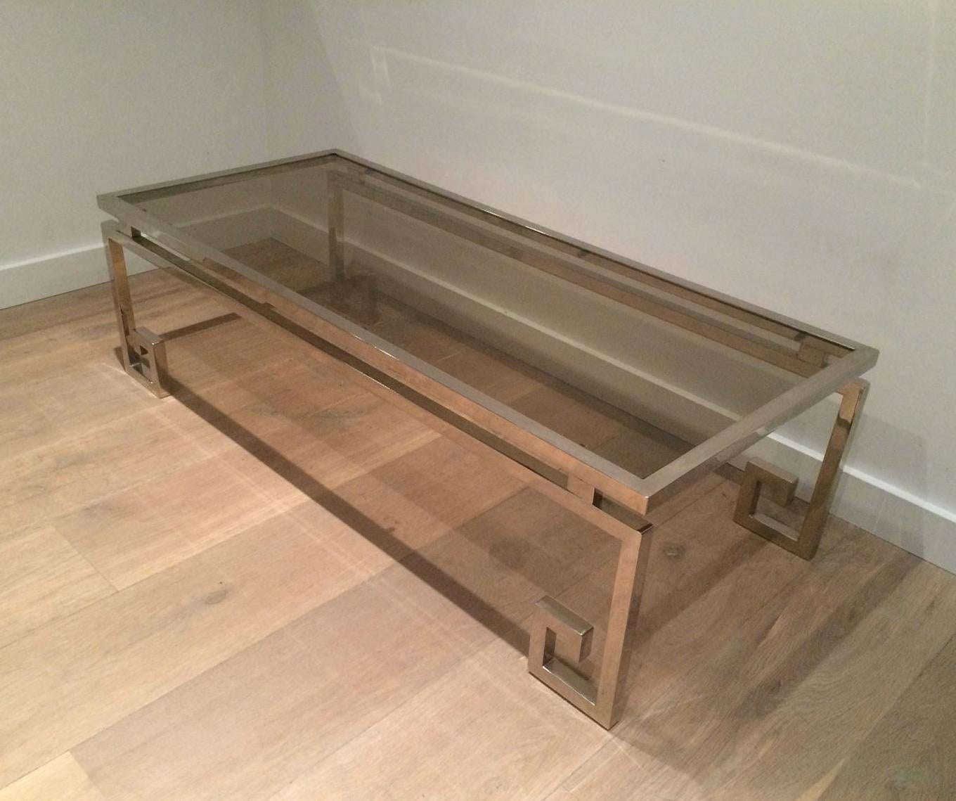Mid-Century Modern Très belle grande table basse chromée, datant d'environ 1970 en vente