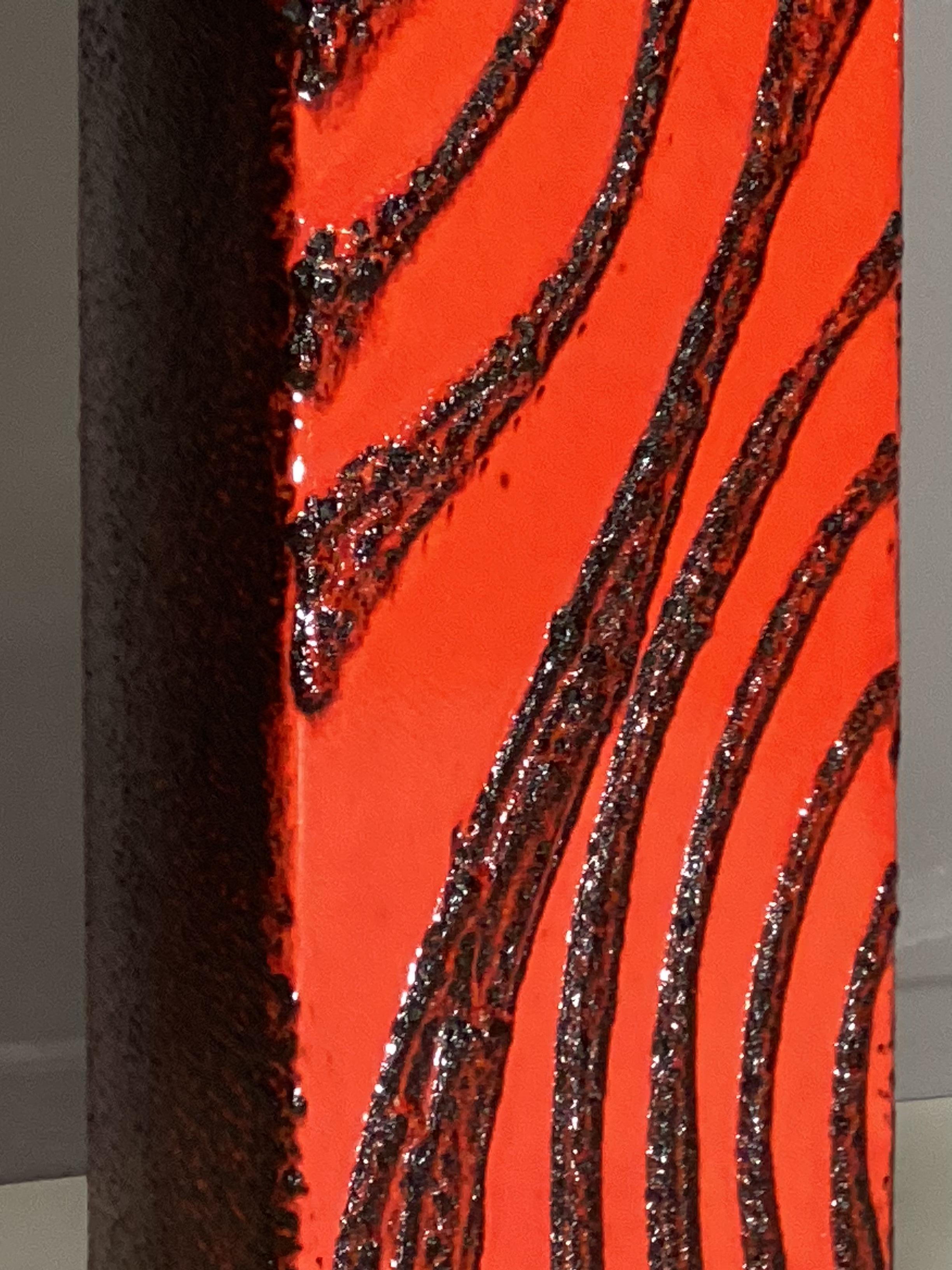 Große Lavavase aus glasierter Keramik von Ceramano Scheurich Carstens in Rot und Schwarz, 1970er Jahre (Moderne der Mitte des Jahrhunderts) im Angebot